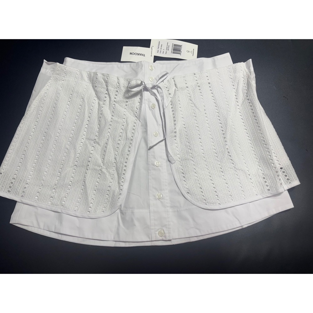 Thakoon NEW Eyelet‎ Combo Mini Skirt White Size 2